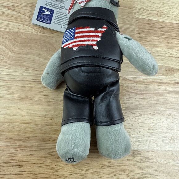 USPS Motorcycle Stamp Bear Plush~Motorcycle 1913 USA Stamp (2003) With Stamp! - Picture 8 of 12